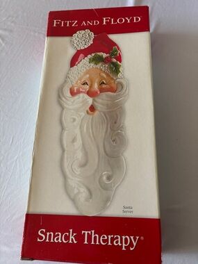 Fitz and Floyd Red, White and Green Santa Server Plate